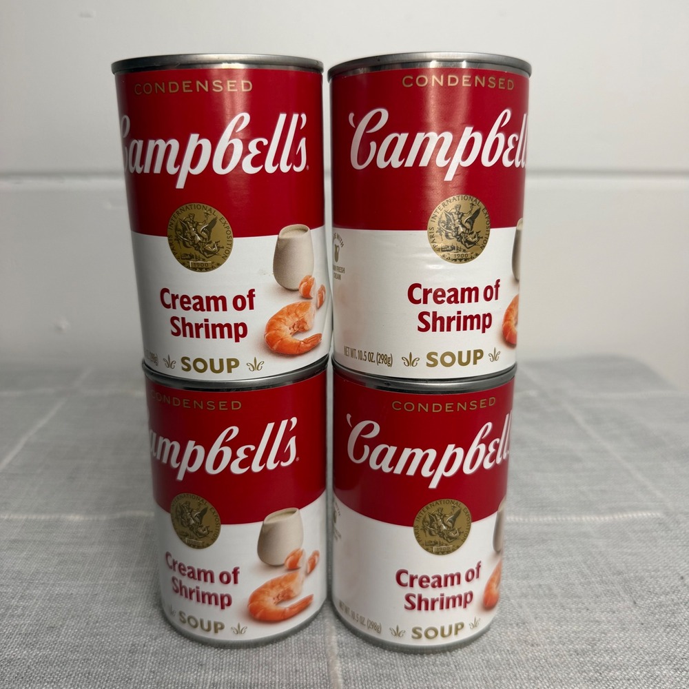 4 Cans Campbells Cream of Shrimp Soup 10.5 oz each Ex. 12/26